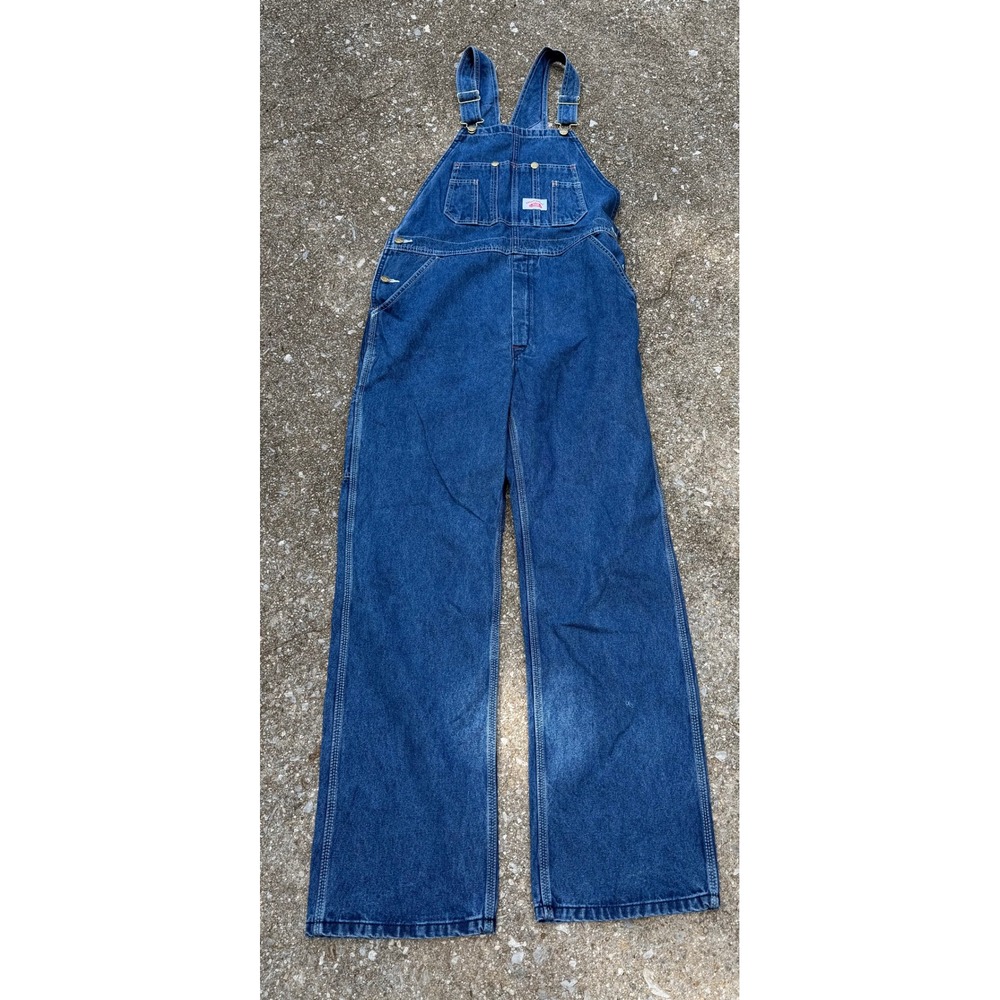 Round House Mens Premium Bib Overalls Blue Denim Lot 699 34x32 NWT